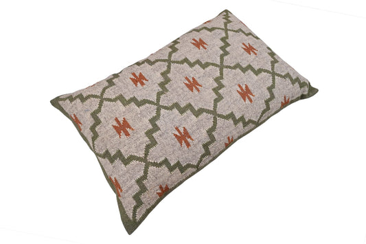 cojin extragrande kilim 60x90 verde y teja