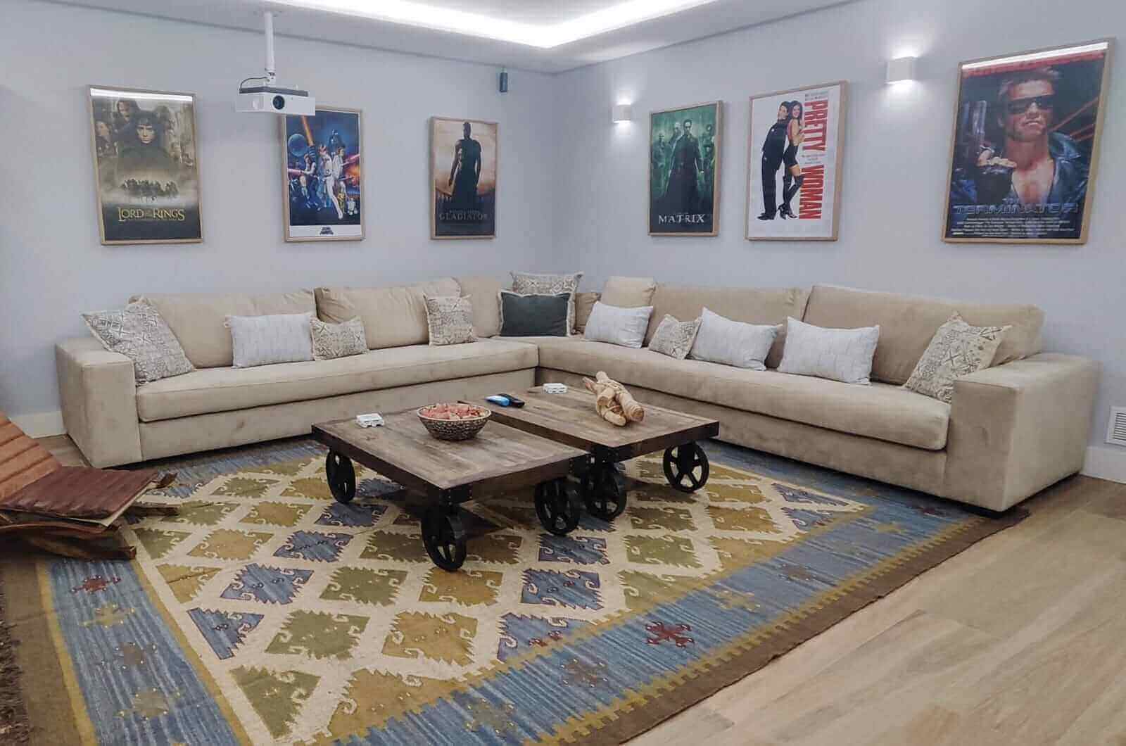 alfombra kilim grande azul, kilims en fibras naturales.