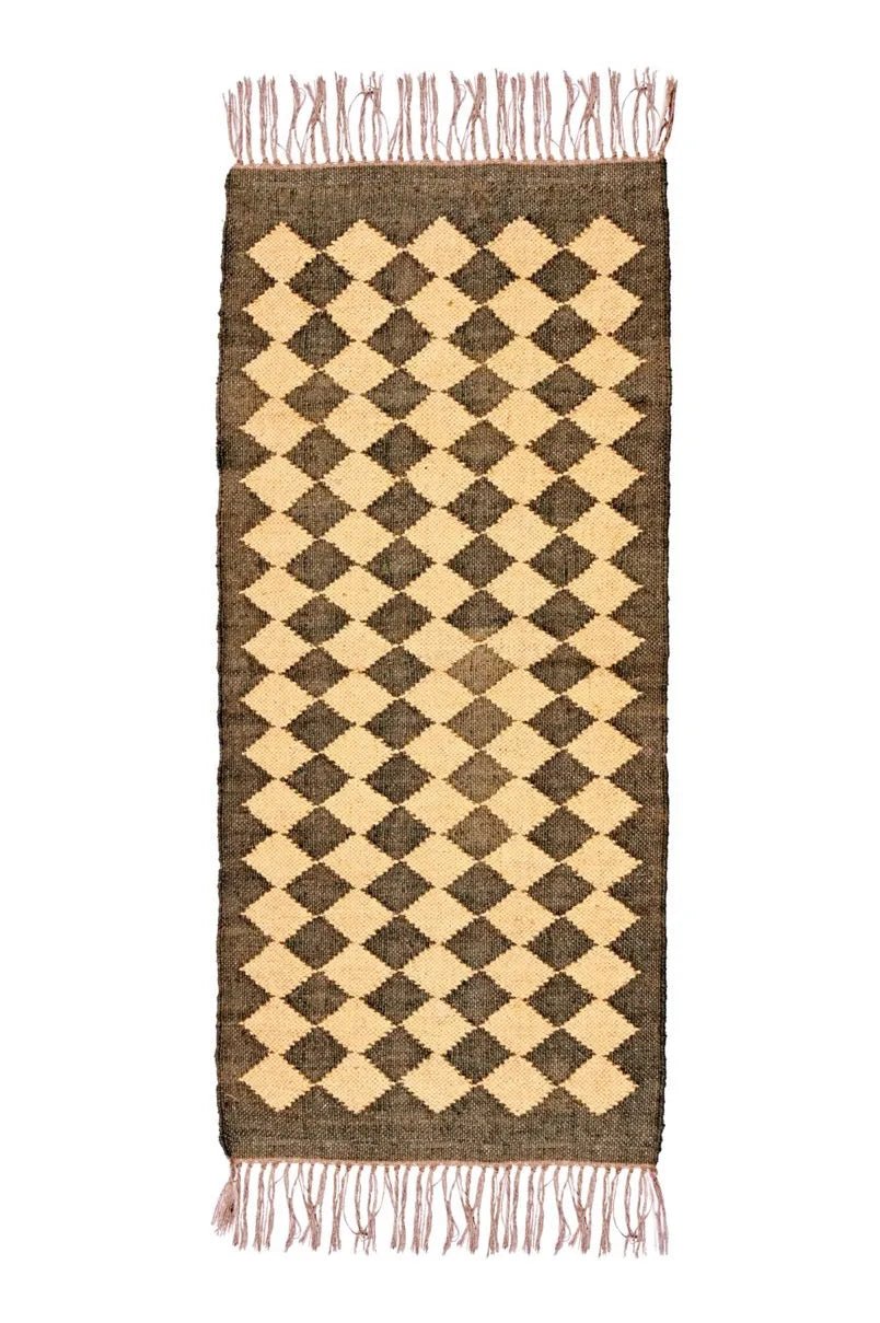 alfombra kilim damera beige negra