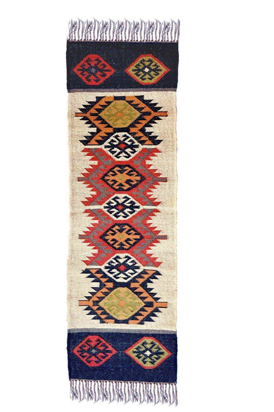 alfombra kilim, de lana y yute, kilim de pasillo hecha a mano en fibras sostenibles. Más de 400 modelos, más de 35 medidas.