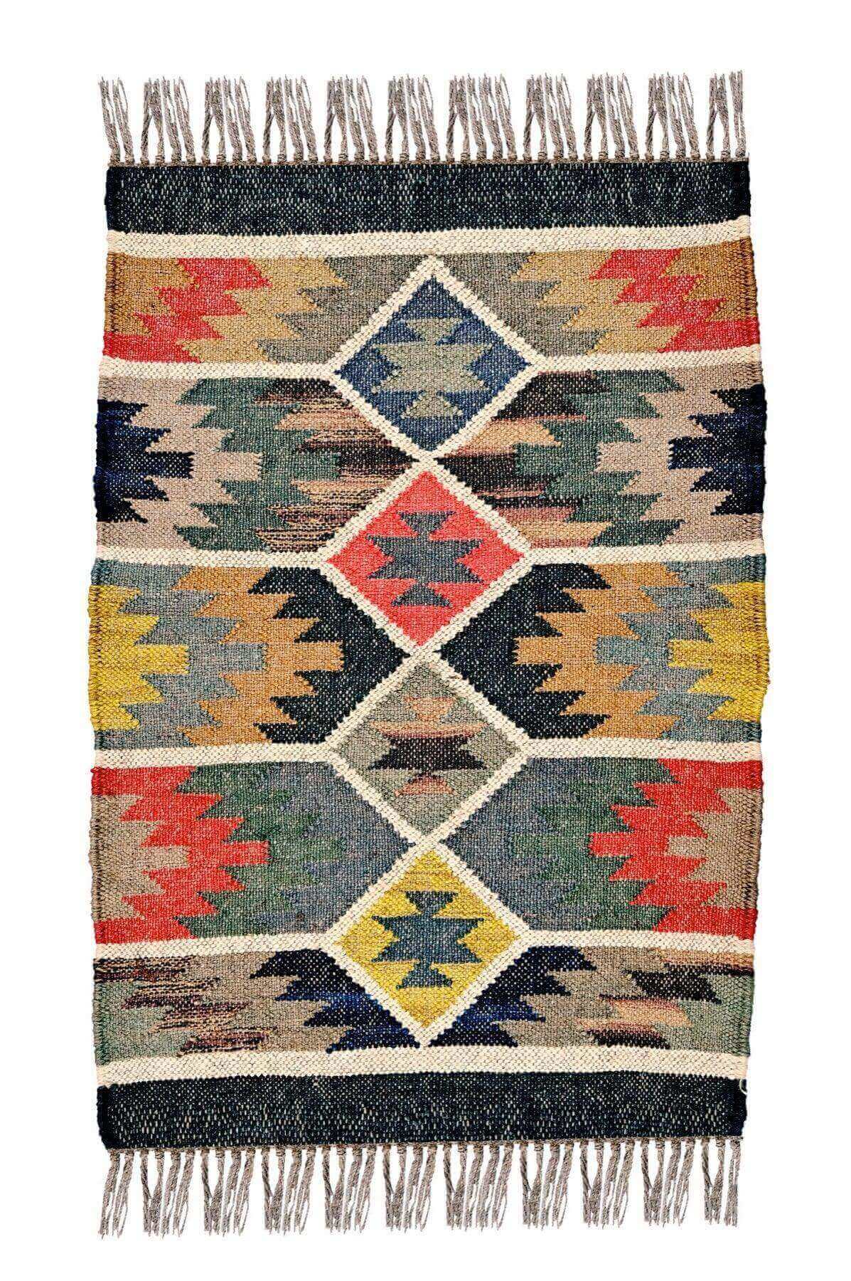 Alfombra tipo kilim, kilims tejidos a mano en yute y lana. Alfombras Kilim modernos, Alfombras en fibras naturales.