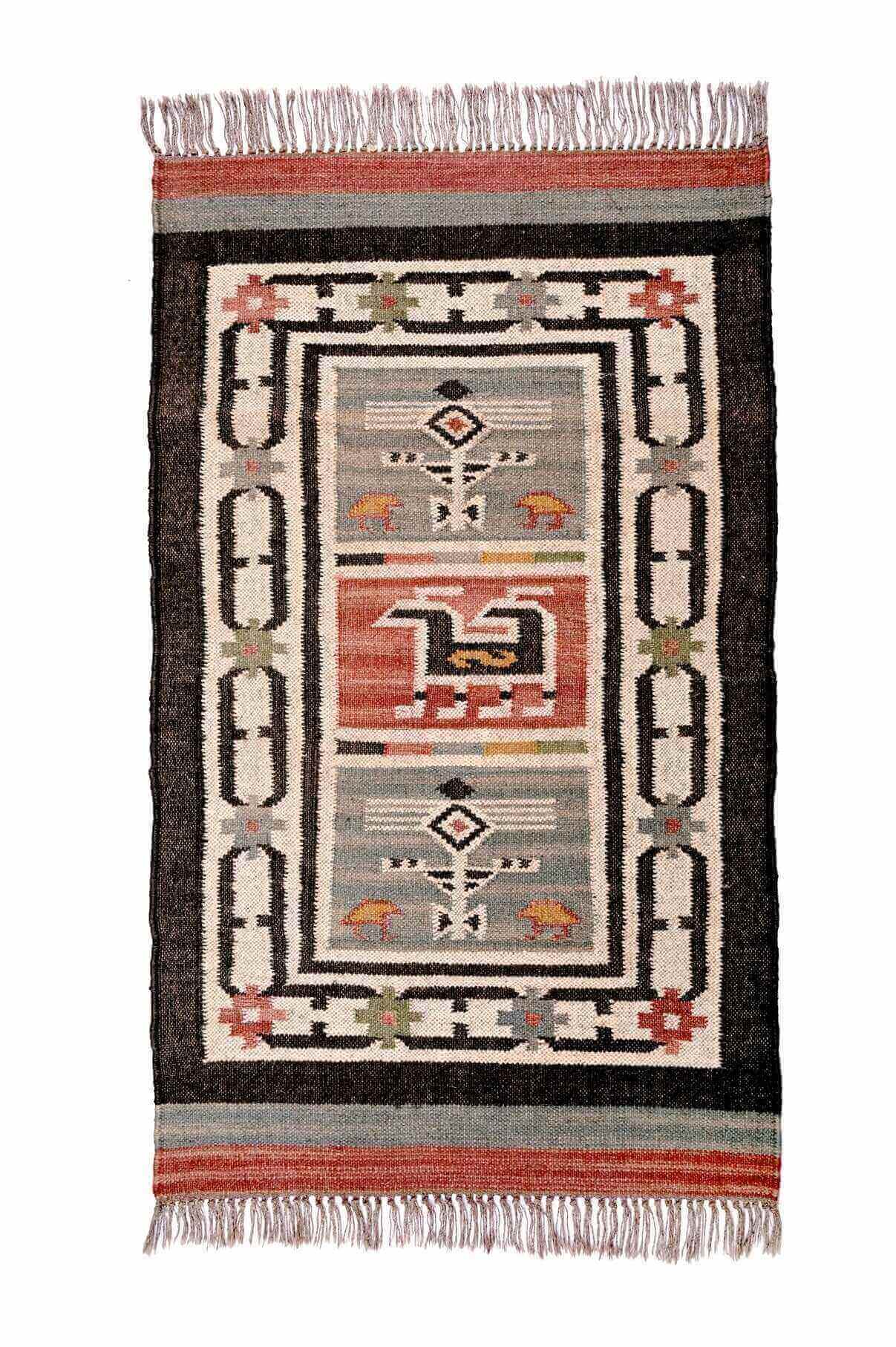 alfombra kilim de yute y lana, alfombra de fibras naturales