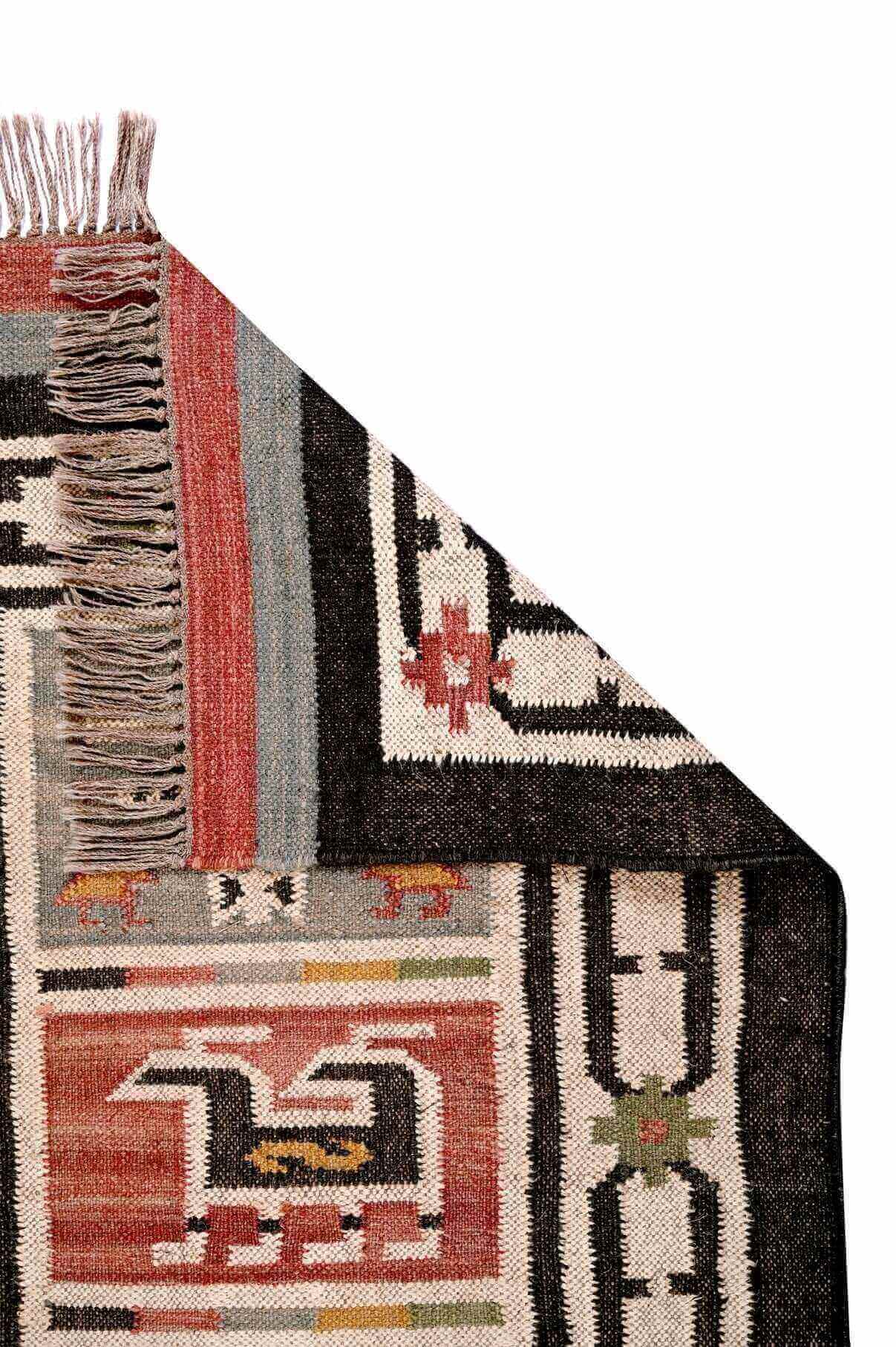 alfombra kilim de yute y lana, alfombra de fibras naturales