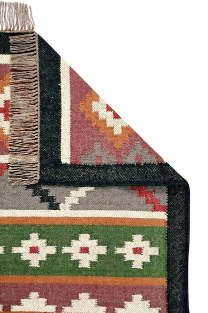 alfombra kilim de yute y lana, alfombra de fibras naturales