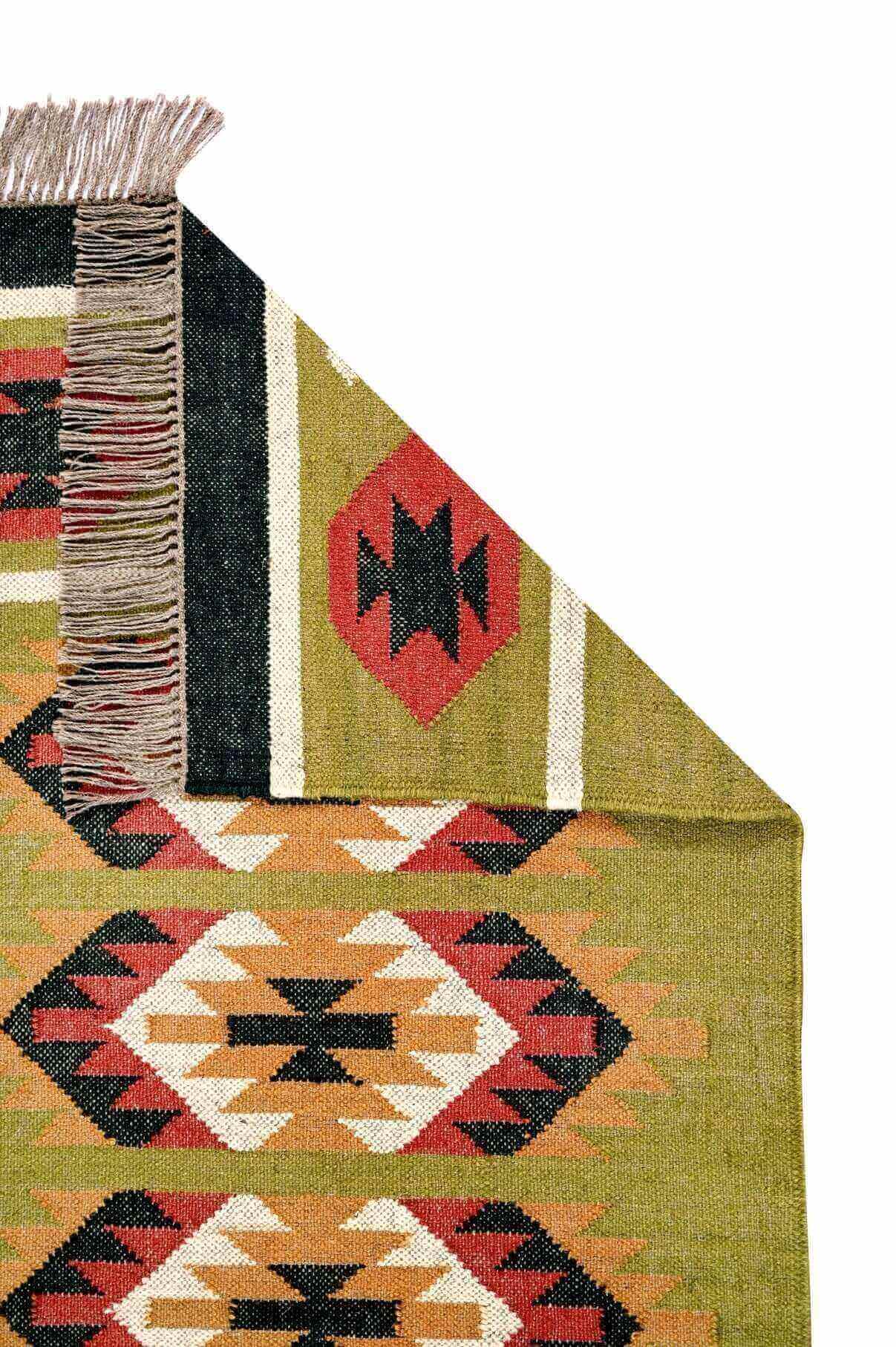 alfombra kilim de yute y lana, alfombra de fibras naturales