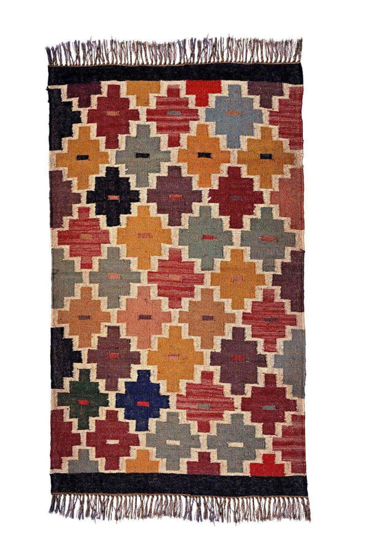 alfombra kilim, de lana y yute, kilims hechos a mano en fibras sostenibles. Más de 400 modelos, más de 35 medidas.