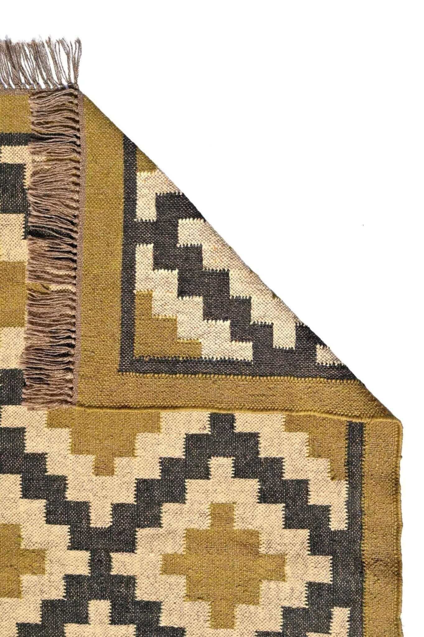 alfombra kilim verde rectangular