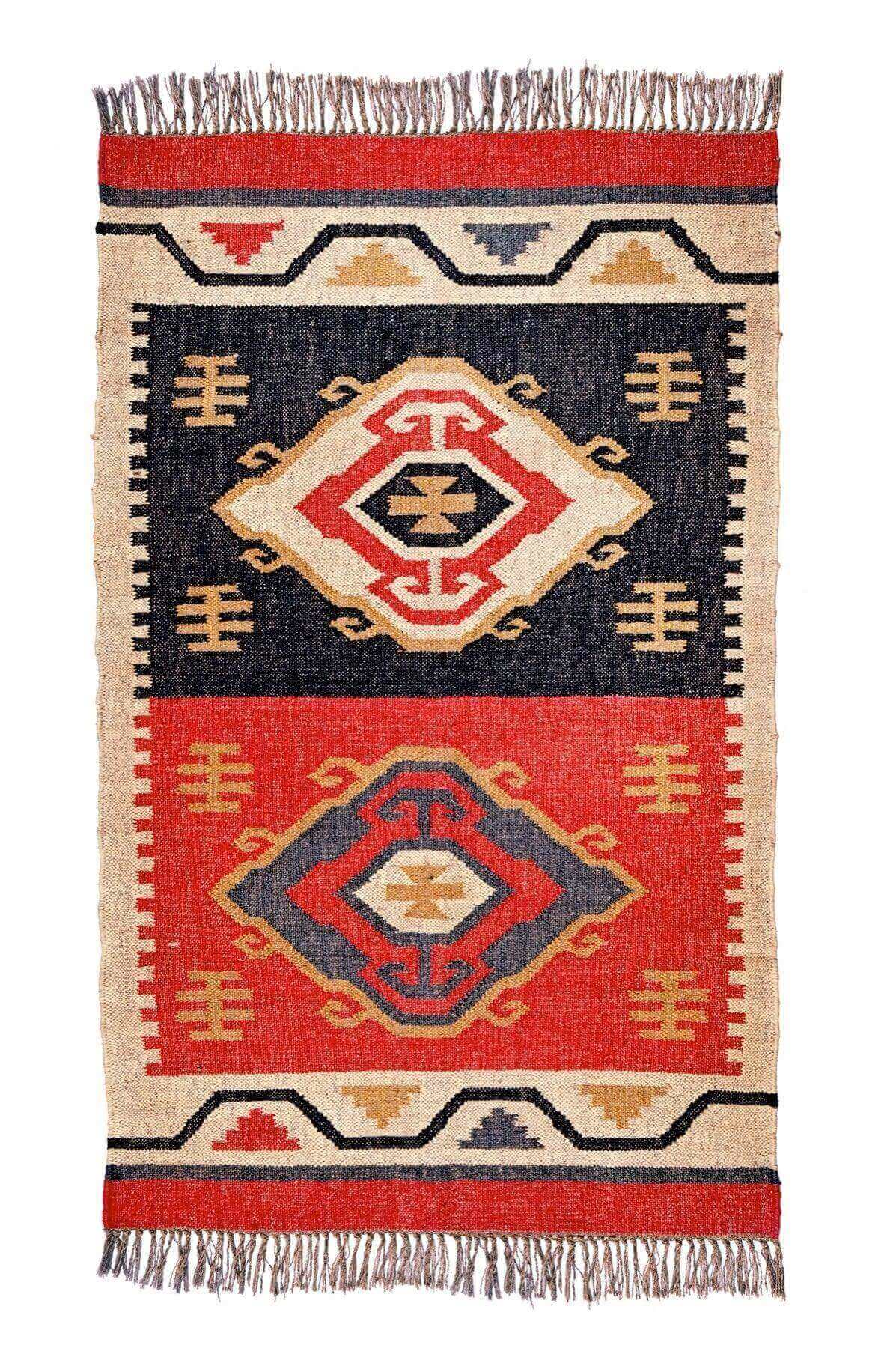 alfombra kilim, de lana y yute, kilim de pasillo hecha a mano en fibras sostenibles. Más de 400 modelos, más de 35 medidas.