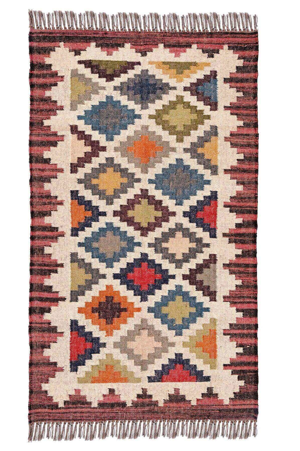 alfombra kilim, de lana y yute, kilim de pasillo hecha a mano en fibras sostenibles. Más de 400 modelos, más de 35 medidas.