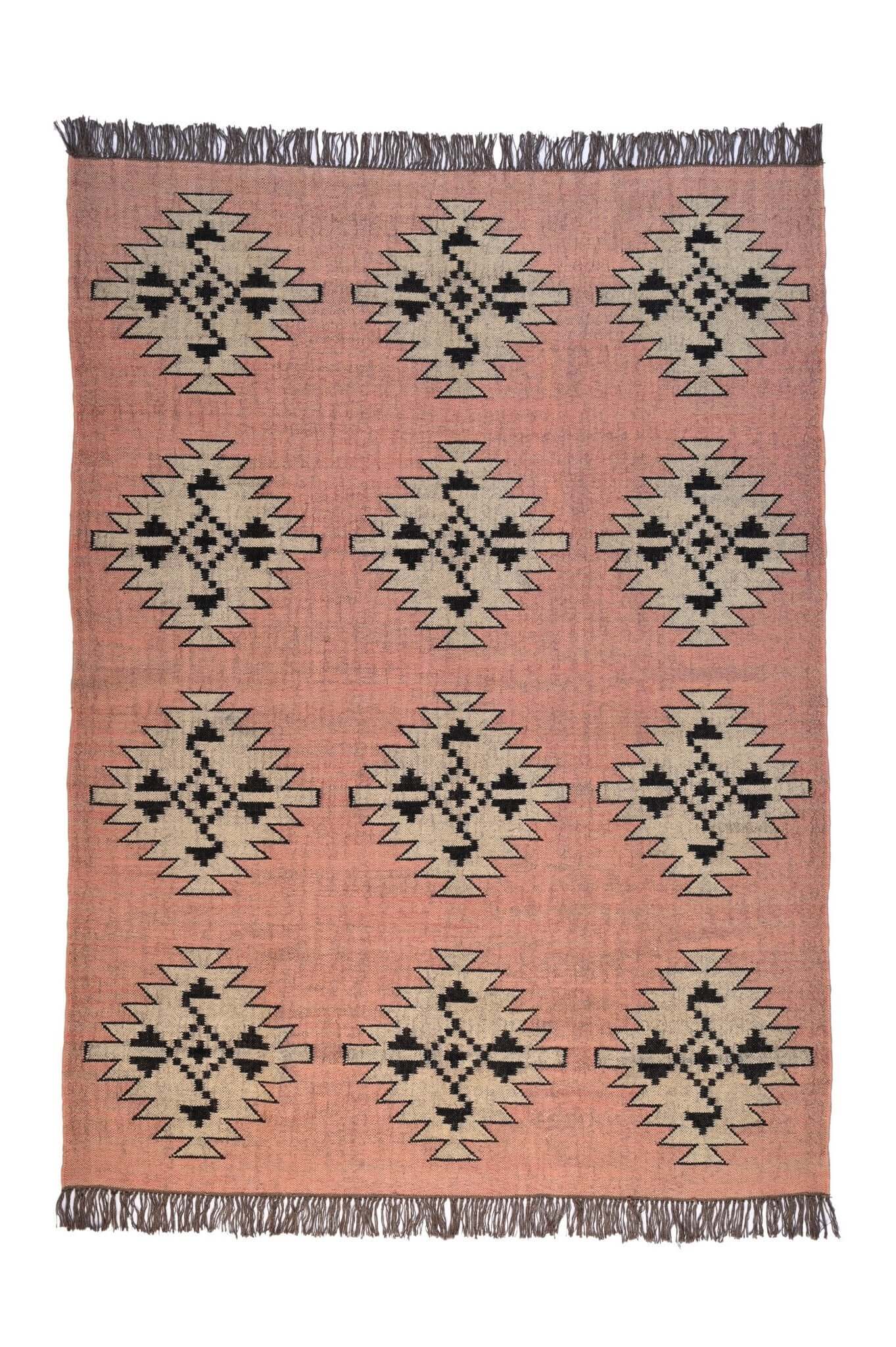 alfombra kilim rosa, alfombra rosa, alfombra en fibras naturales. Kilims