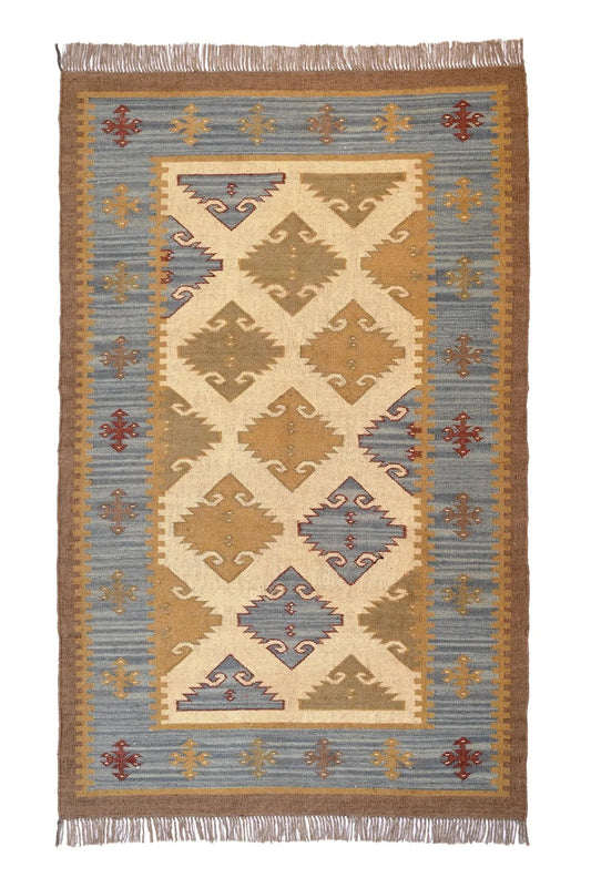 Kilim rug 150x240 Eshwar white and black 