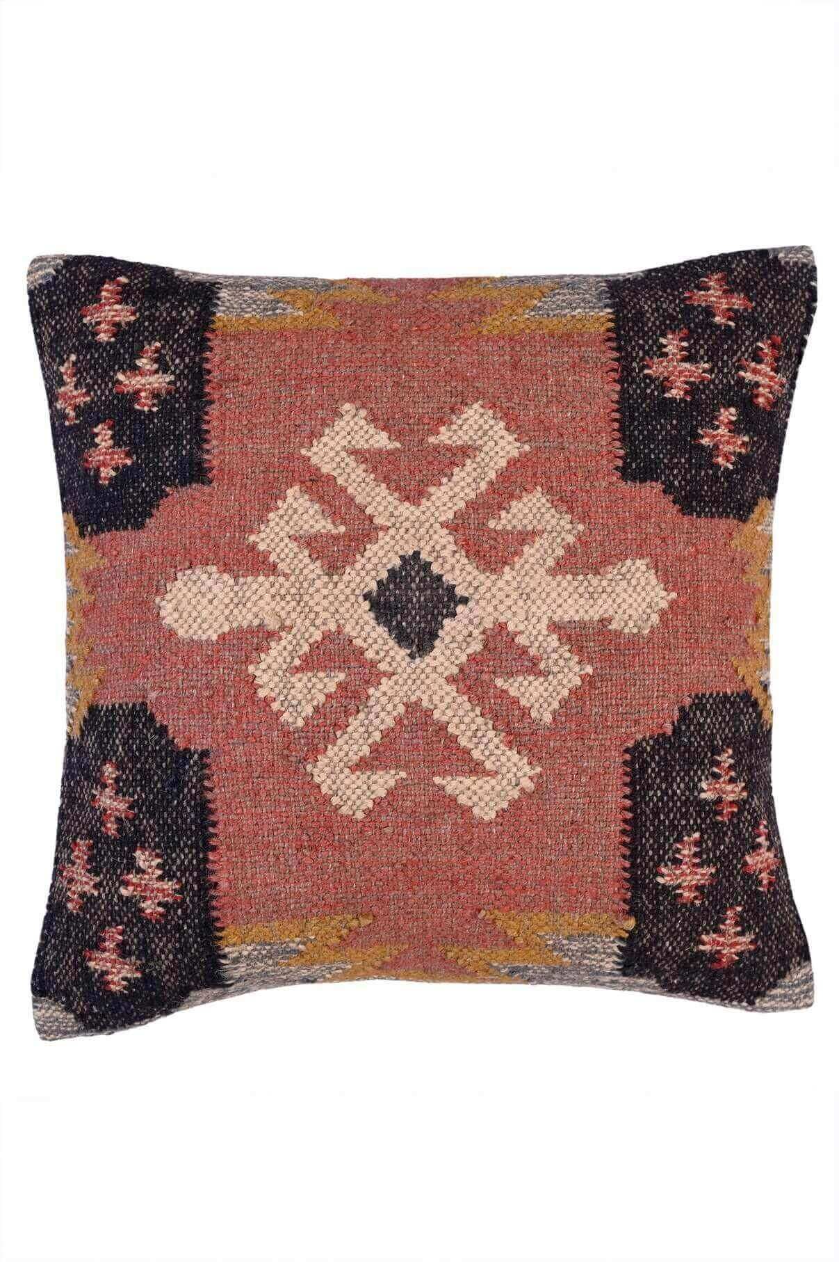 funda de cojin kilim yute y lana, 45x45, cojines kilim, cojines kilims